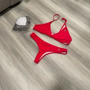 Boutinela Rose Fitted Top & Bottom Bikini Red